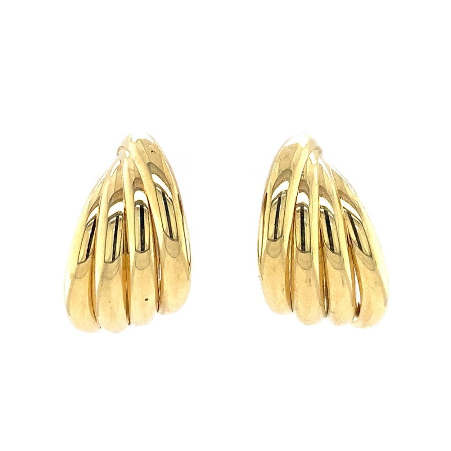 Jewelry vintage Ear Hoops | Gold Fantasy Ear Studs 14 Krt