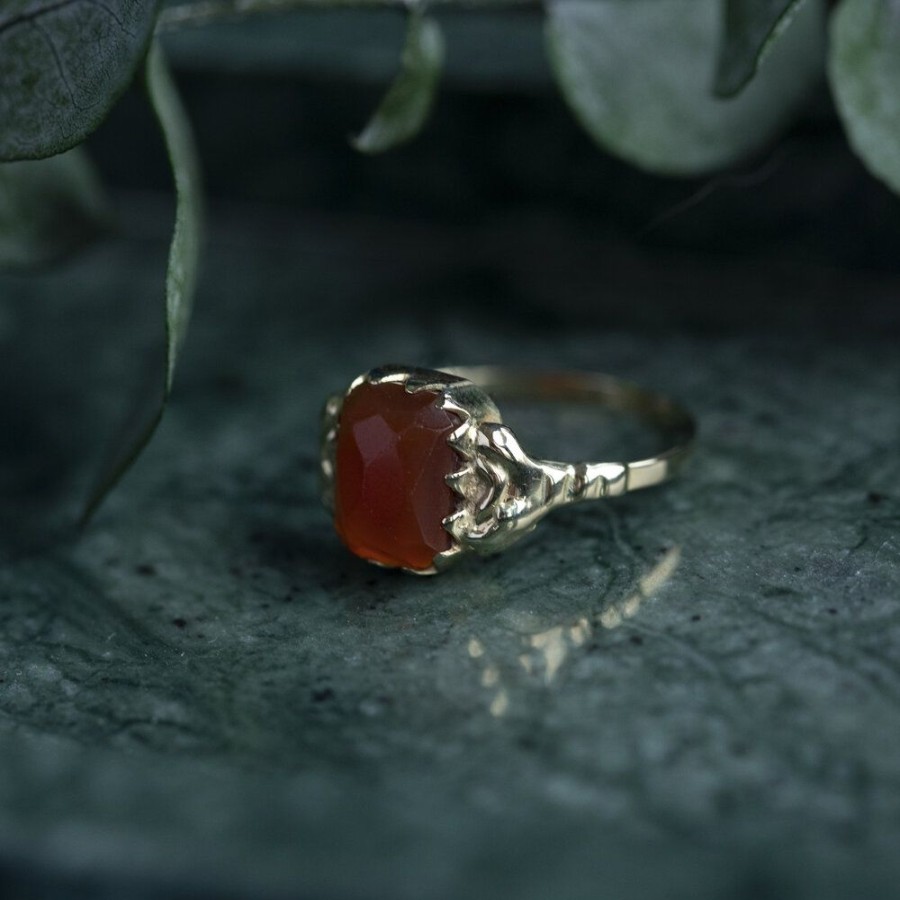 Jewelry vintage Rings With Gemstone | Gold Ring With Carnelian 14 Krt