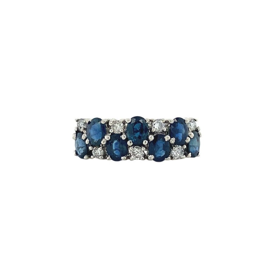 Jewelry vintage Rings With Gemstone | White Gold Ring With Sapphire And Diamond 18 Krt