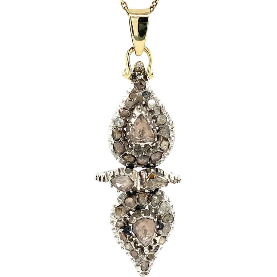 Jewelry vintage Pendant With Gemstone | Silver Pendant With Rose Diamond 925/14 Krt