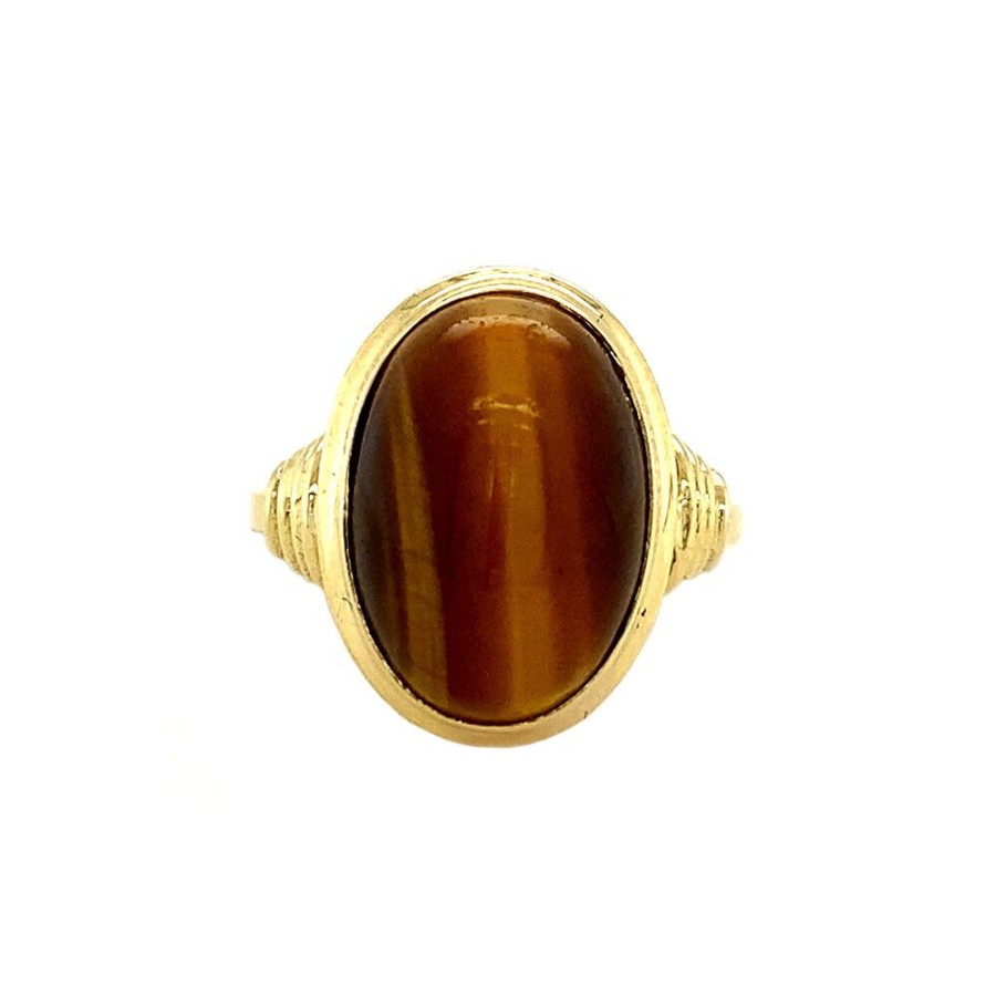 Jewelry vintage Rings With Gemstone | Gold Ring With Tiger'S Eye 18 Krt