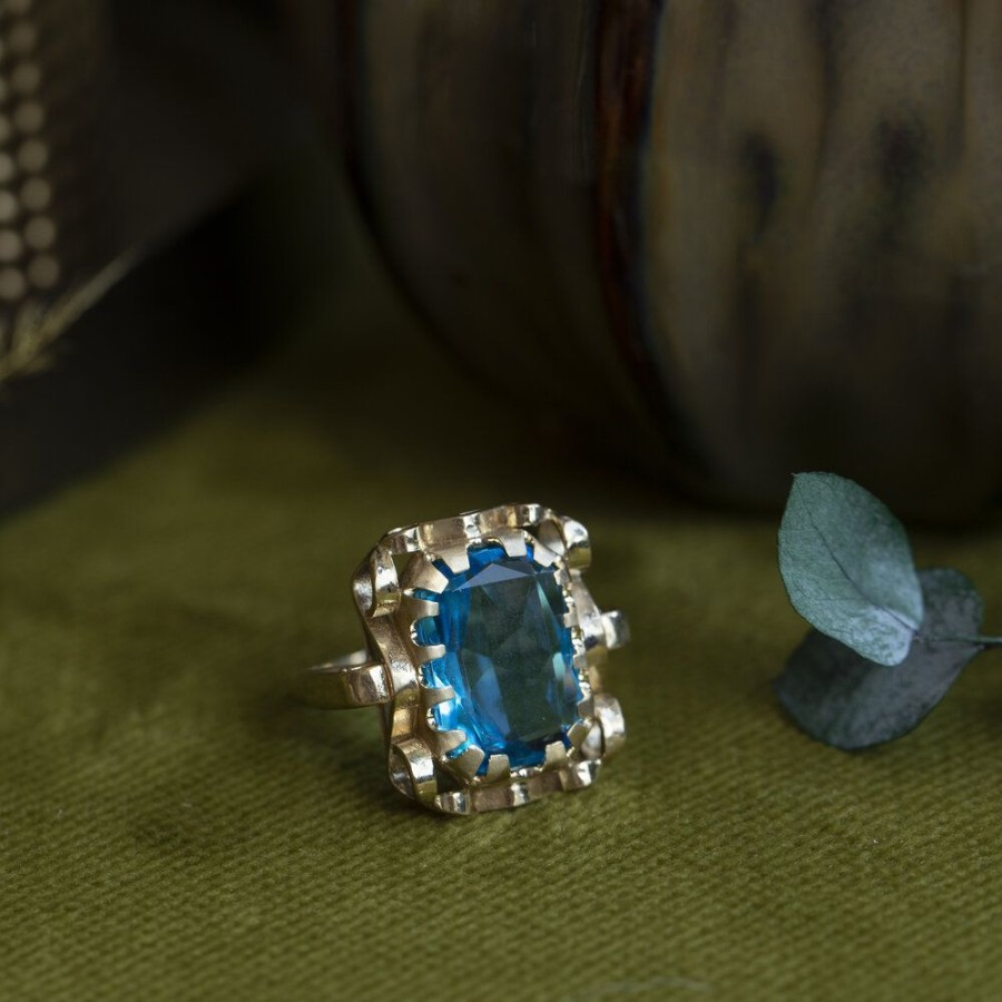 Jewelry vintage Rings With Gemstone | Queen'S Ring 14 Krt - Poolside Party