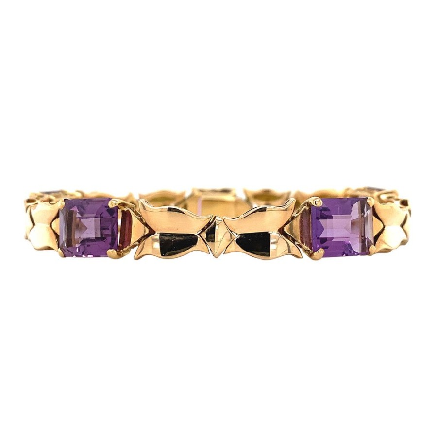 Jewelry vintage Bracelets With Gemstone | Rose Gold Bracelet With Amethyst 14 Krt