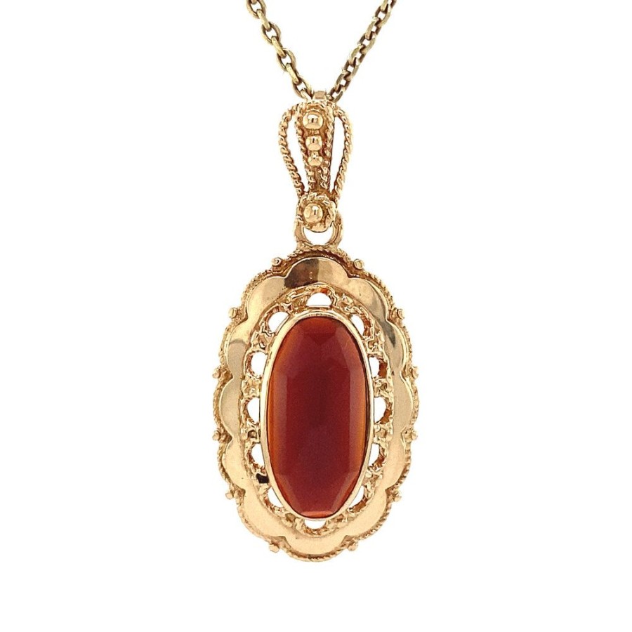 Jewelry vintage Pendant With Gemstone | Gold Pendant With Garnet 14 Krt