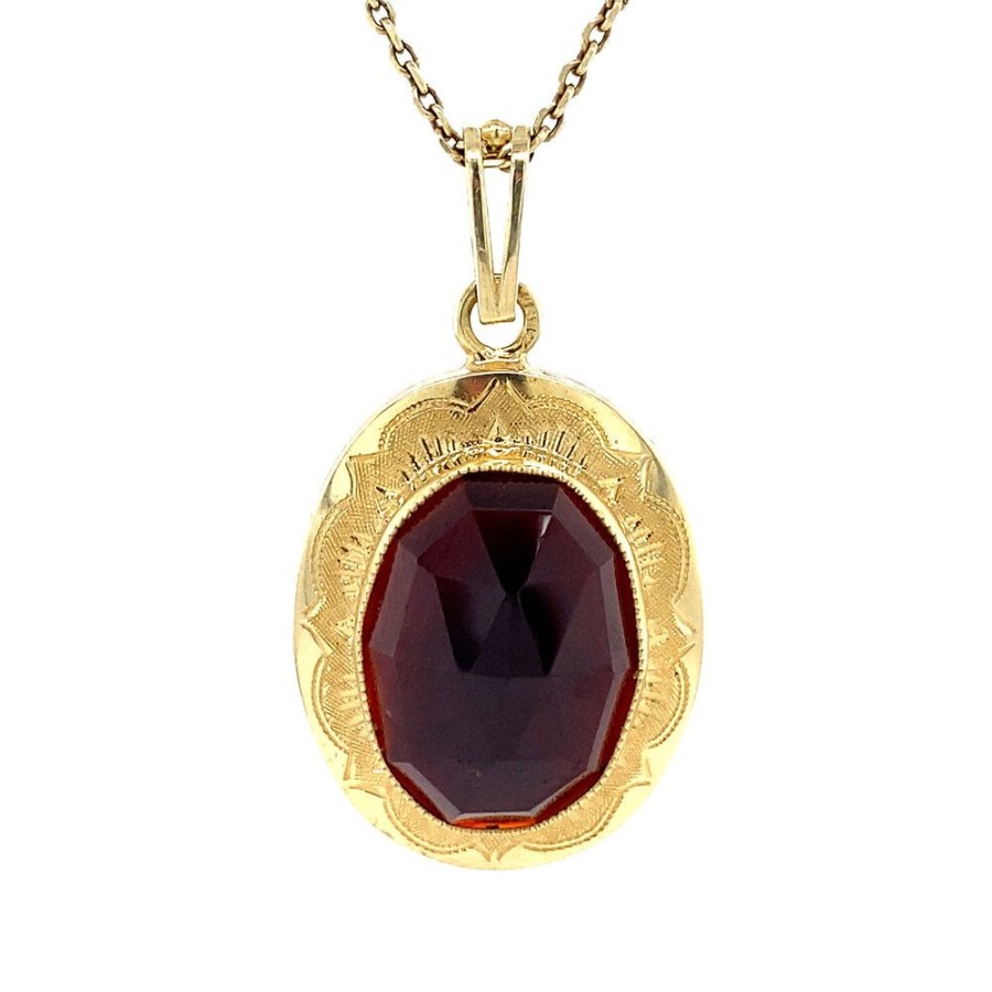 Jewelry vintage Golden Pendants | Gold Pendant With Garnet 14 Krt