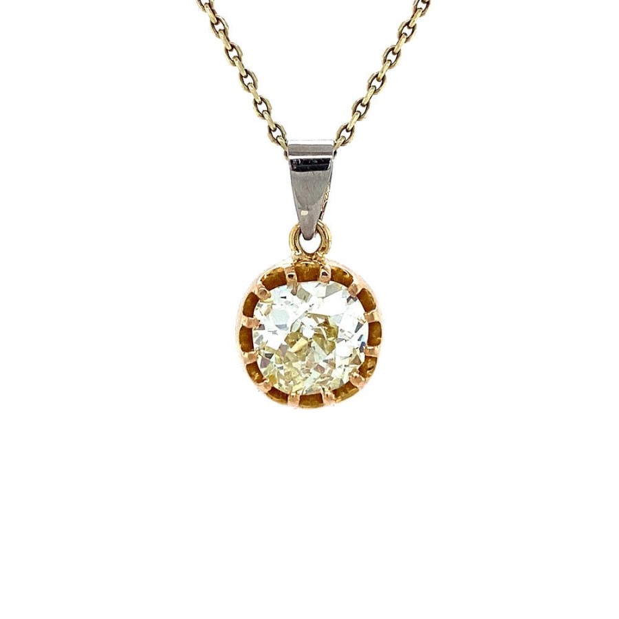 Jewelry vintage Golden Pendants | Bicolour Gold Pendant With Diamond 18 Krt