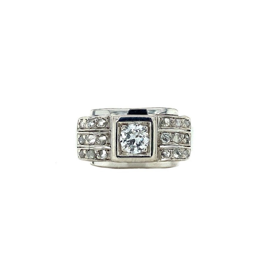 Jewelry vintage Diamond Rings | Witgouden Ring Met Diamant 18 Krt