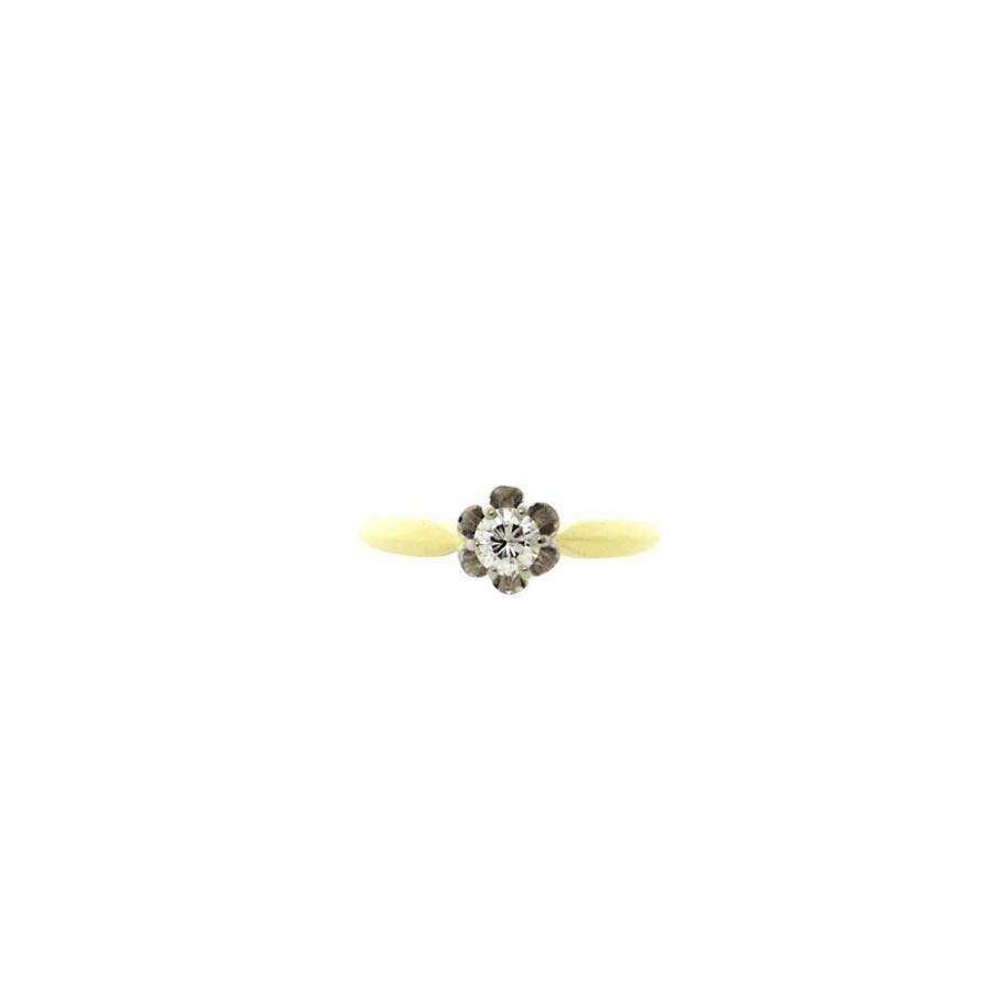 Jewelry vintage Diamond Rings | Gouden Solitair Ring Met Diamant 14 Krt