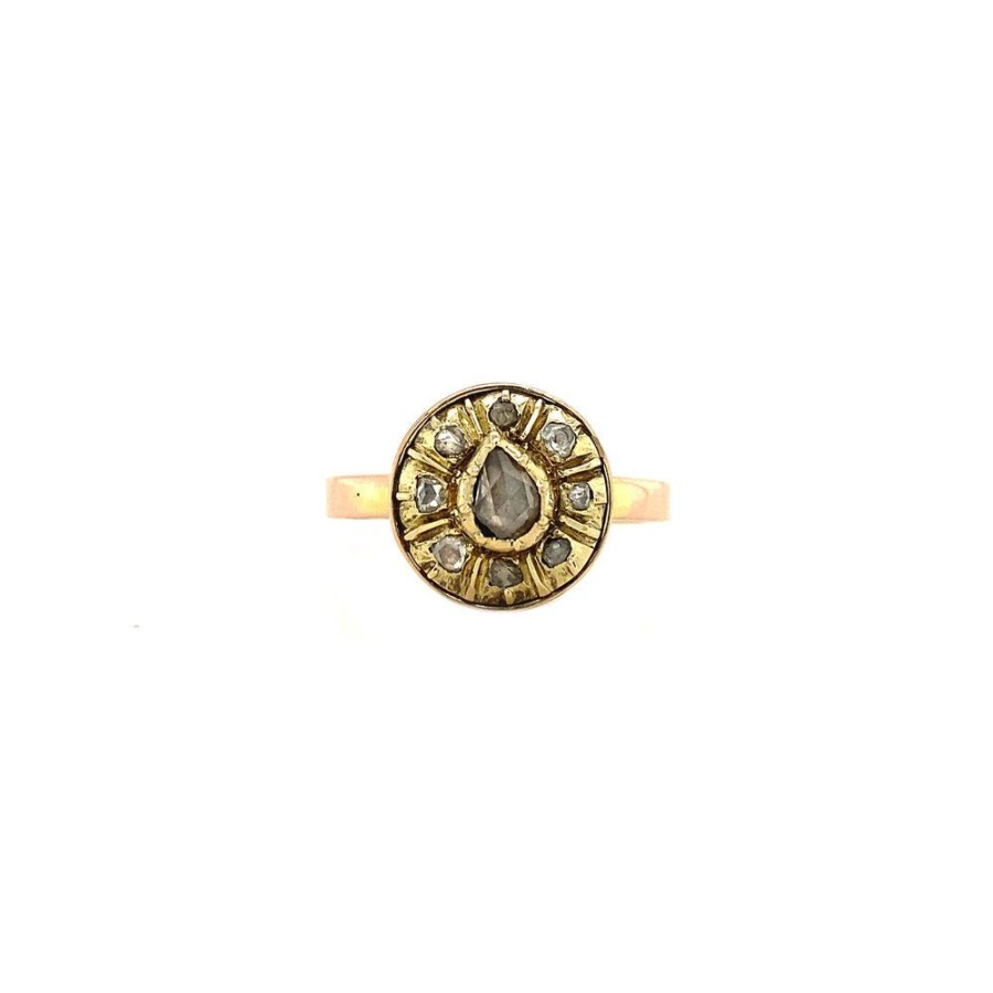 Jewelry vintage Diamond Rings | Bicolour Gold Entourage Ring With Rose Diamond 14 Krt