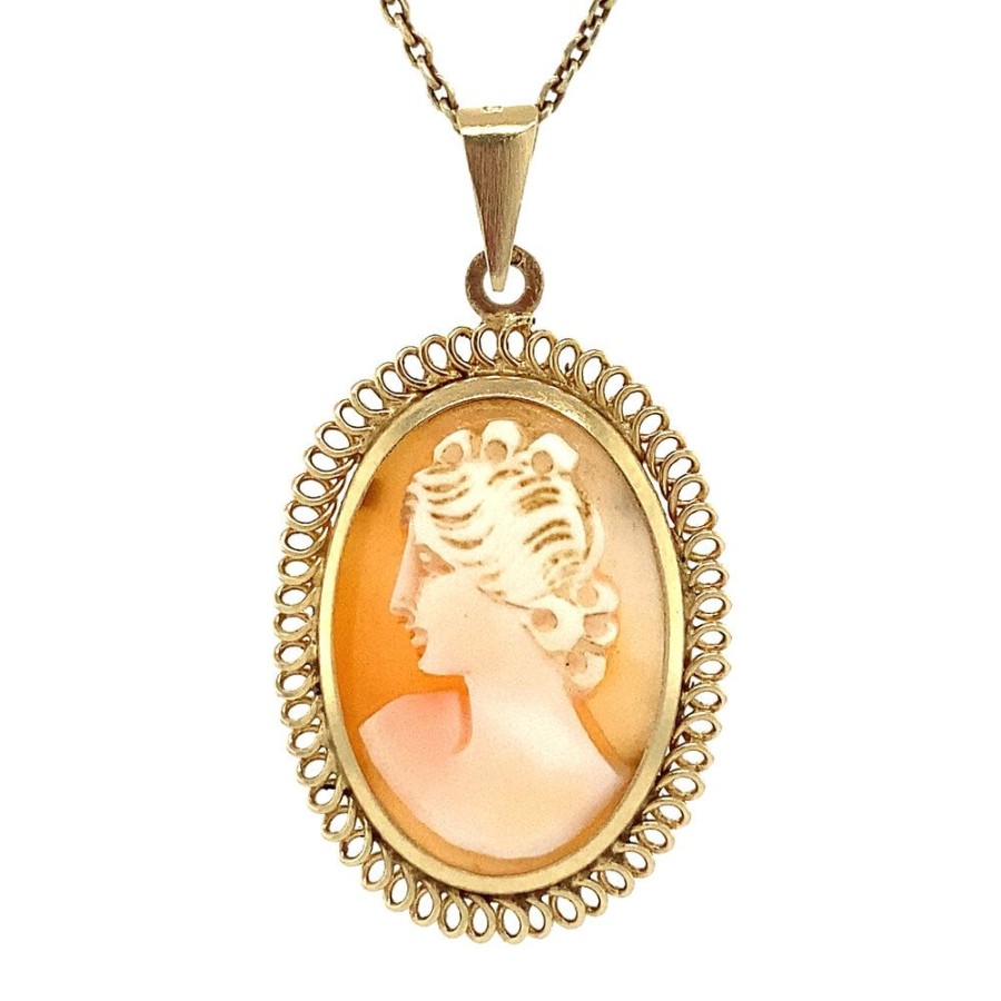 Jewelry vintage Pendant With Gemstone | Gold Pendant With Cameo 14 Krt