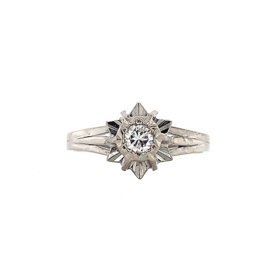 Jewelry vintage Diamond Rings | White Gold Solitaire Ring With Diamonds 18 Krt