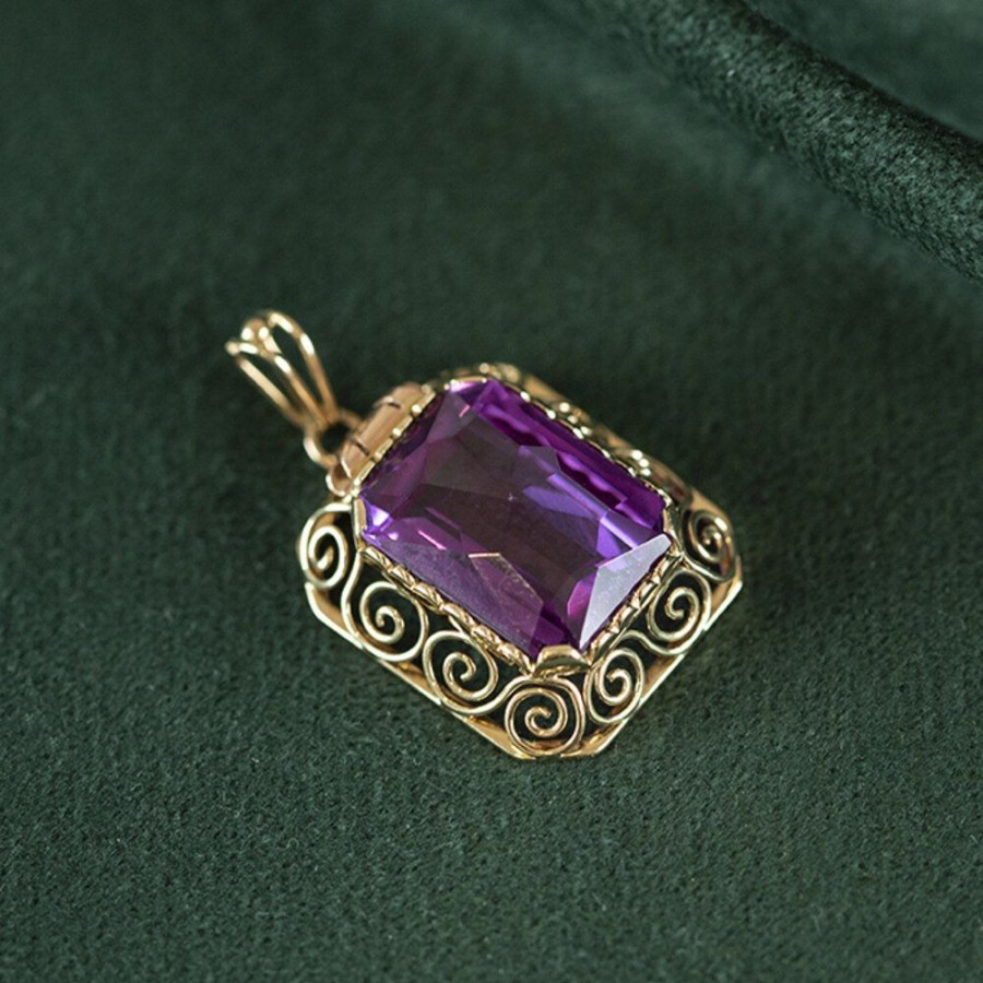 Jewelry vintage Golden Pendants | Gold Pendant With Alexandrite 14 Crt