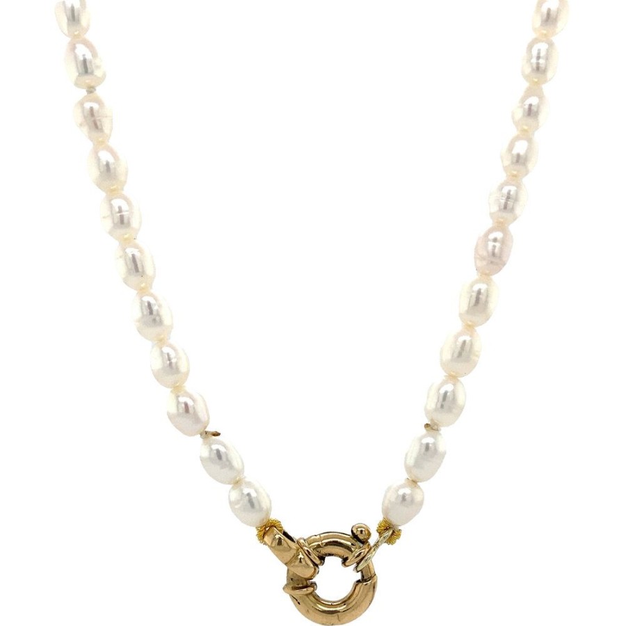 Jewelry vintage Necklaces With Gemstone | Pearl Necklace With Gold Clasp 39 Cm 14 Krt