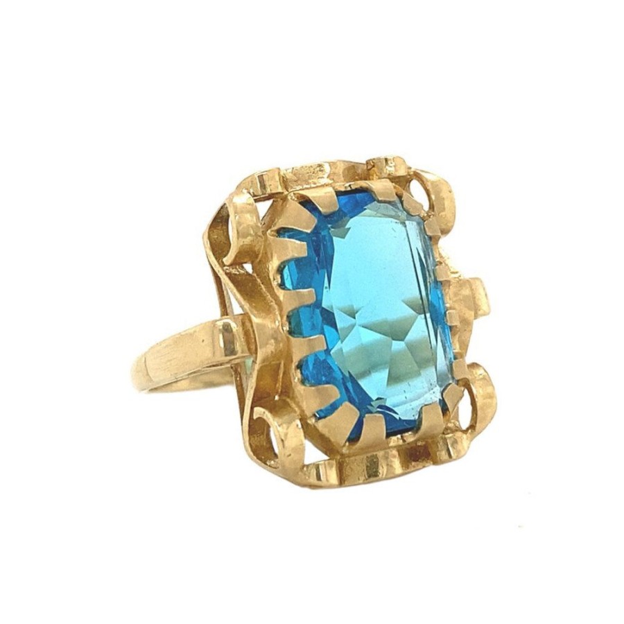 Jewelry vintage Rings With Gemstone | Queen'S Ring 14 Krt - Poolside Party