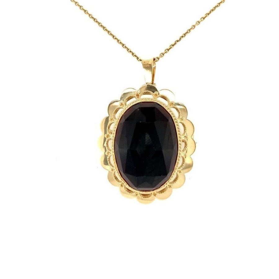 Jewelry vintage Golden Pendants | Gold Pendant / Brooch With Garnet 14 Krt