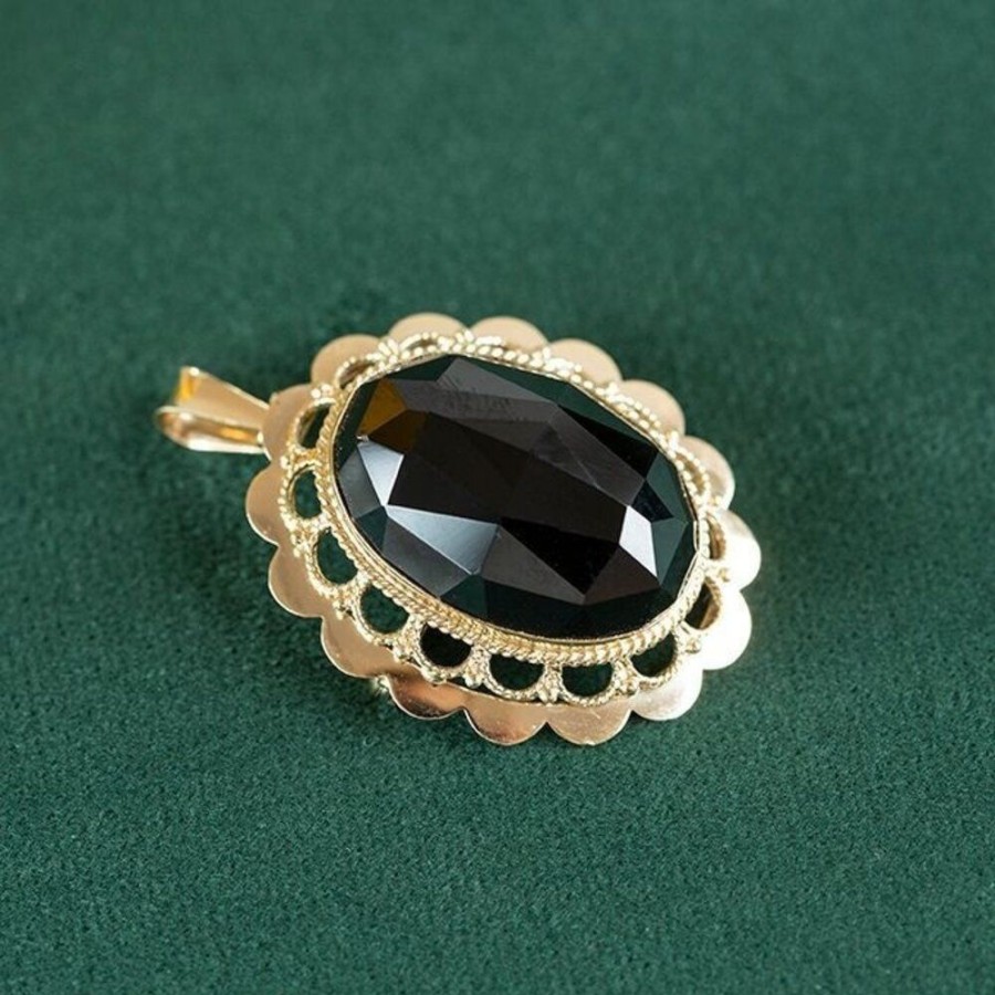 Jewelry vintage Golden Pendants | Gold Pendant / Brooch With Garnet 14 Krt