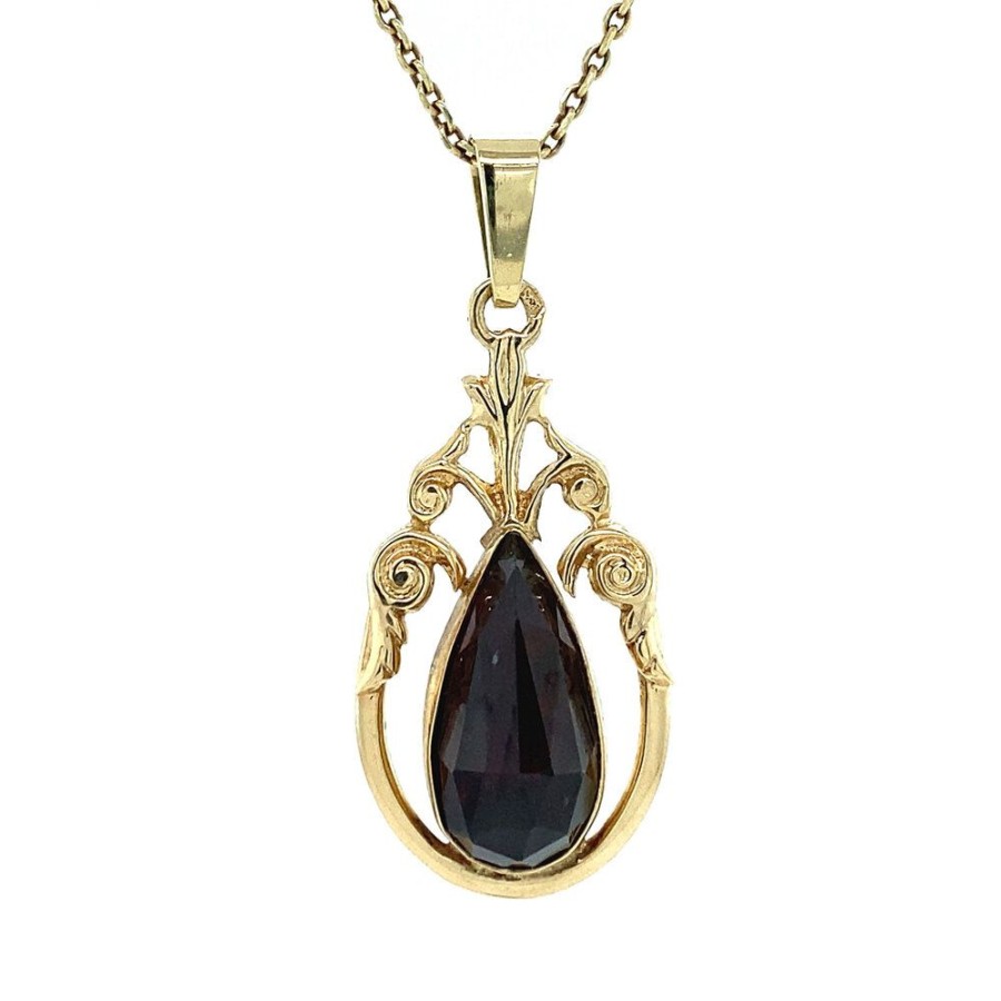 Jewelry vintage Golden Pendants | Gold Pendant With Garnet 14 Crt