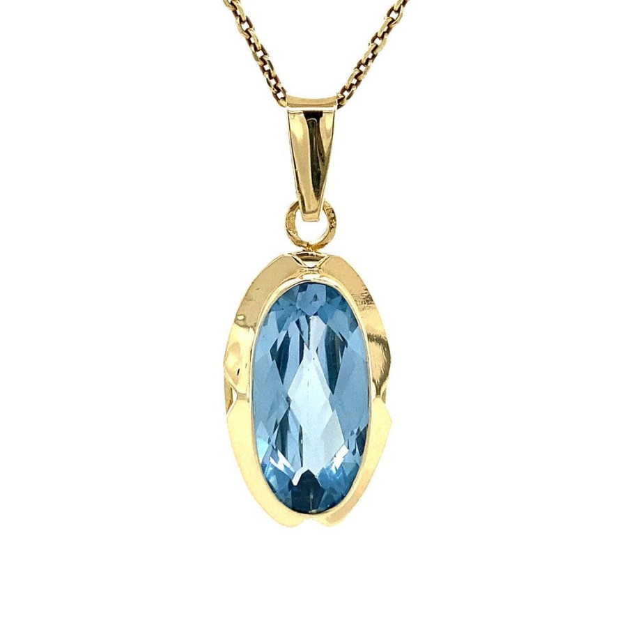 Jewelry vintage Pendant With Gemstone | Gold Pendant With Blue Spinel 14 Krt