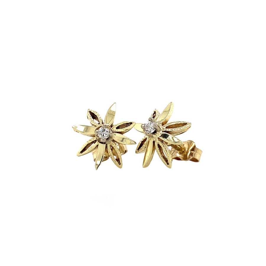 Jewelry vintage Earrings With Gemstone | Gold Ear Studs With Diamonds 14 Krt