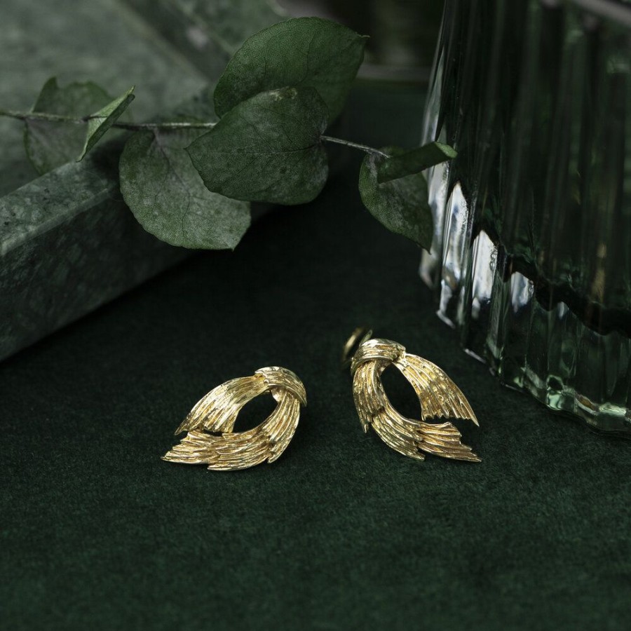 Jewelry vintage Ear Studs | Gold Fantasy Ear Clips 14 Krt