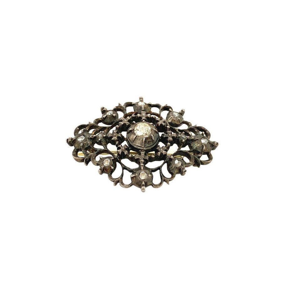 Jewelry vintage Brooches | Silver Brooch With Rose Diamond 835