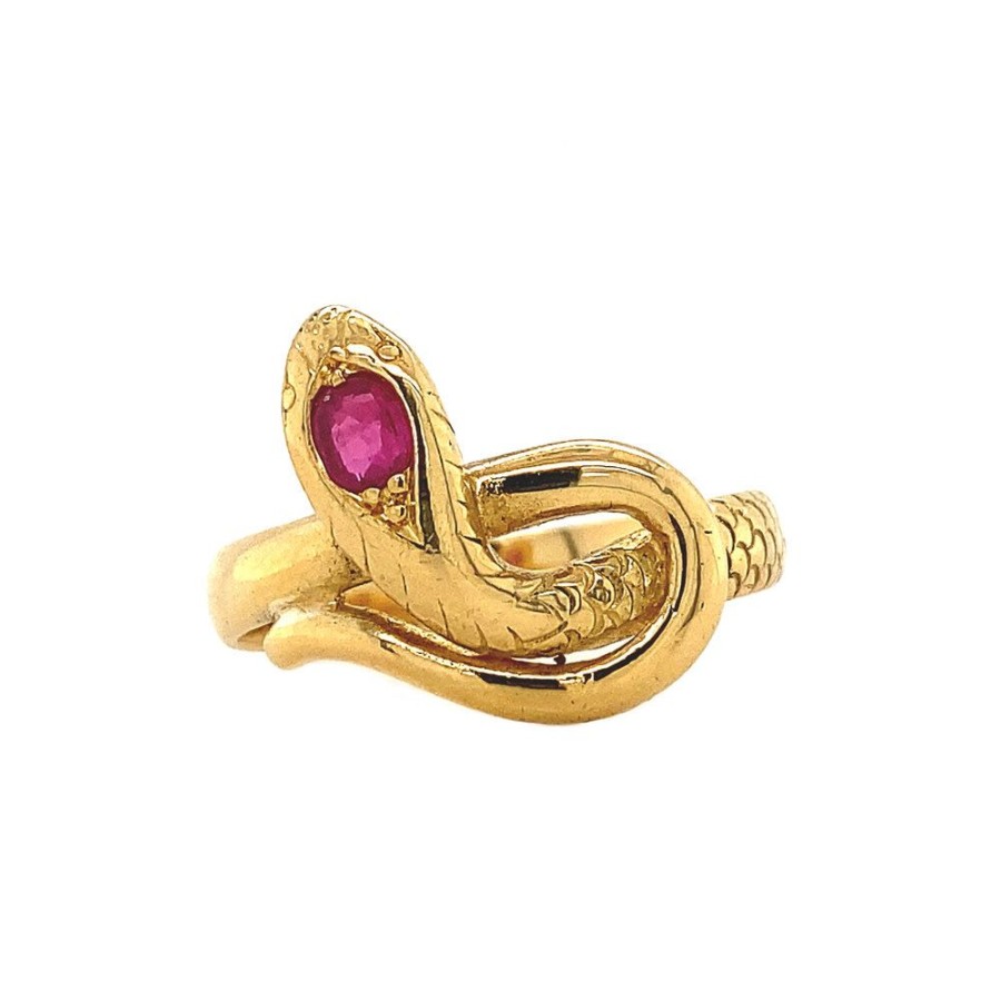 Jewelry vintage Rings With Gemstone | Gold Ring With Ruby 20 Krt