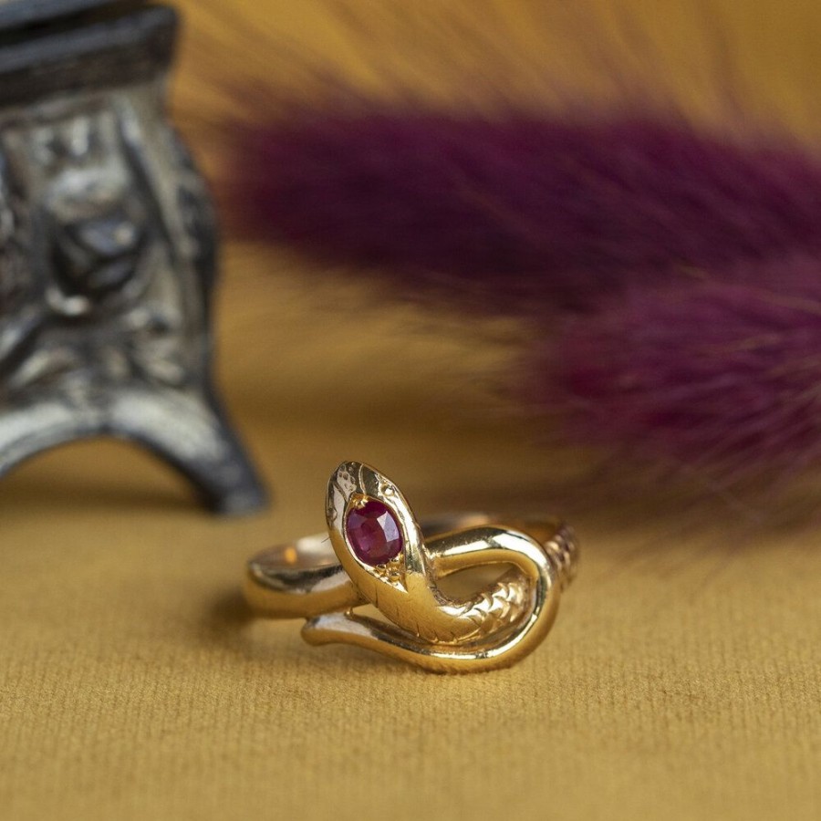 Jewelry vintage Rings With Gemstone | Gold Ring With Ruby 20 Krt