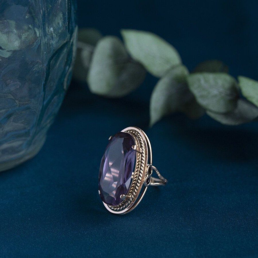 Jewelry vintage Rings With Gemstone | Rose Gold Ring With Alexandrite 14 Krt