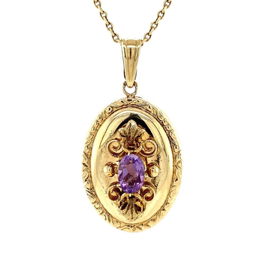 Jewelry vintage Pendant With Gemstone | Pendant With Amethyst 9 Krt