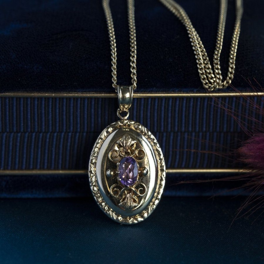 Jewelry vintage Pendant With Gemstone | Pendant With Amethyst 9 Krt