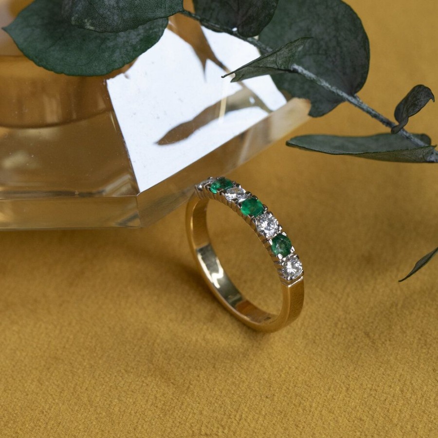 Jewelry vintage Rings With Gemstone | Gold Ring With Emerald And Diamond 18 Crt