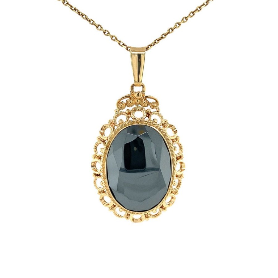 Jewelry vintage Golden Pendants | Gold Pendant With Hematite 14 Krt