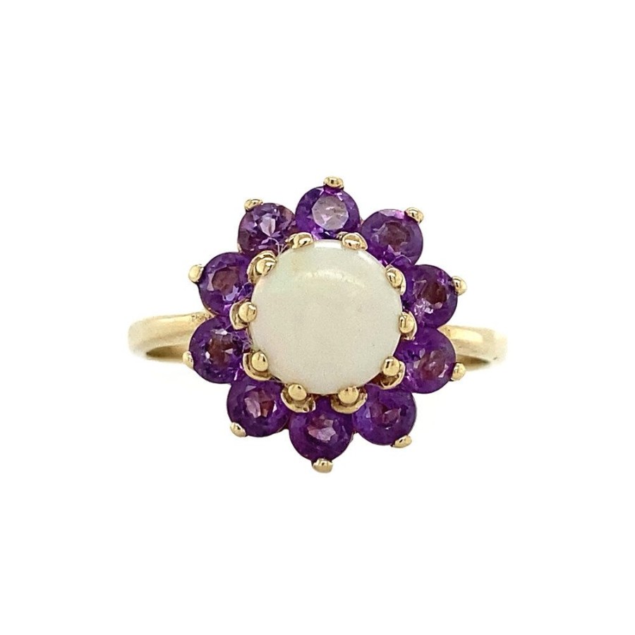 Jewelry vintage Rings With Gemstone | Entourage Ring With Opal And Amethyst 9 Krt