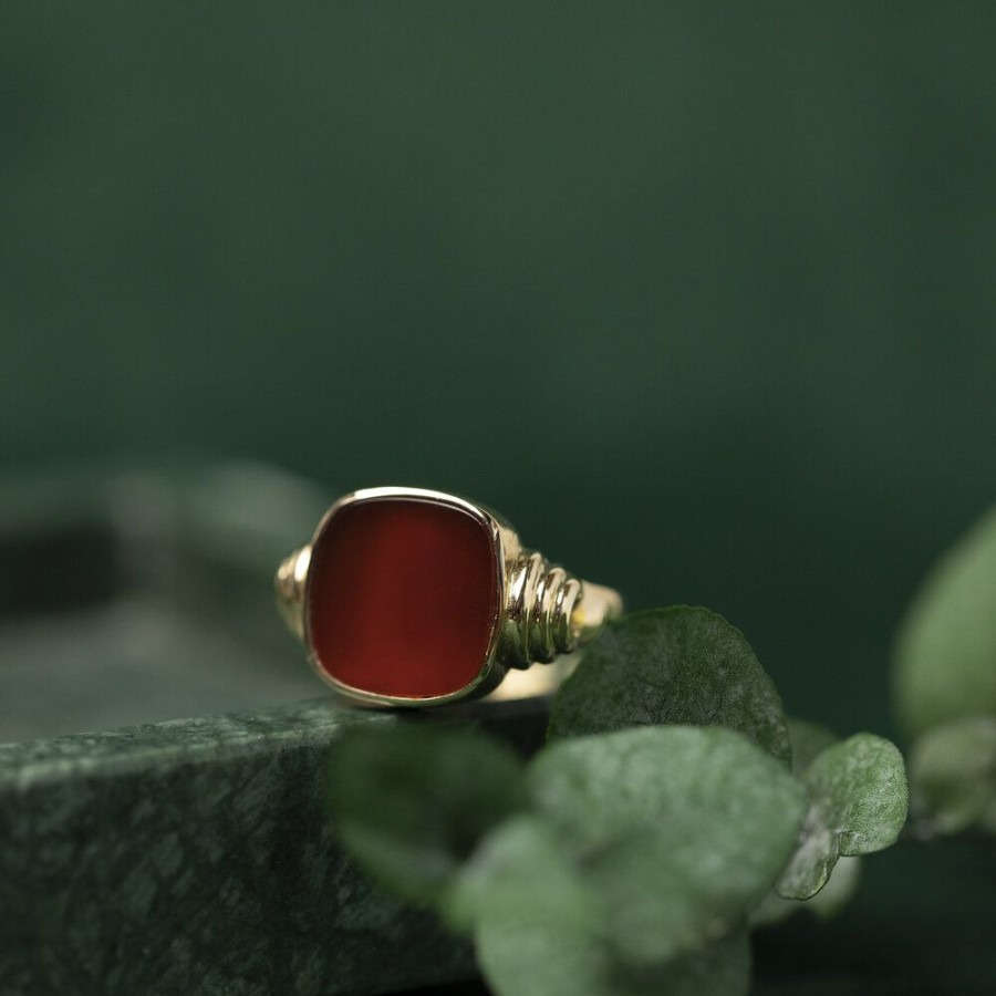 Jewelry vintage Rings With Gemstone | Gold Ring With Carnelian 14 Krt