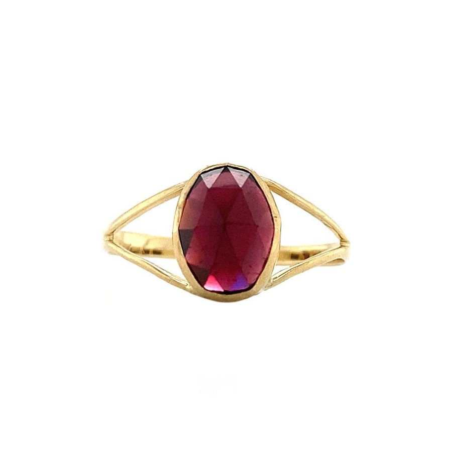 Jewelry vintage Rings With Gemstone | Gold Ring With Garnet 14 Krt