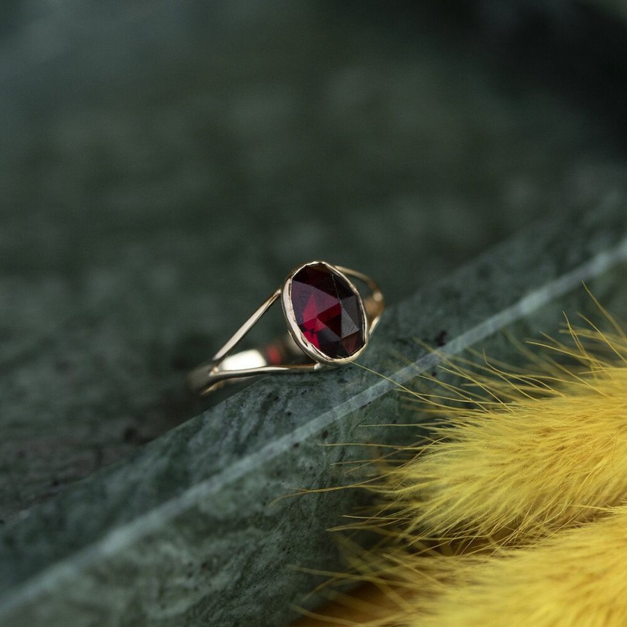 Jewelry vintage Rings With Gemstone | Gold Ring With Garnet 14 Krt