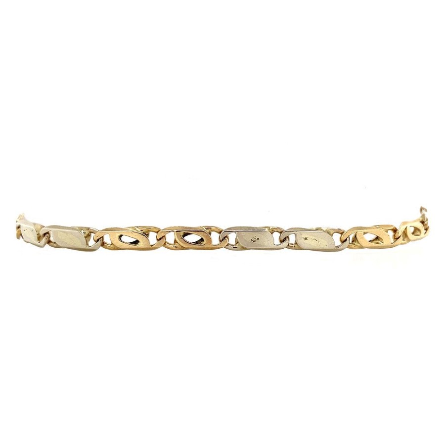 Jewelry vintage Golden Bracelets | Bicolour Gold Bracelet Fantasy 20 Cm 14 Krt