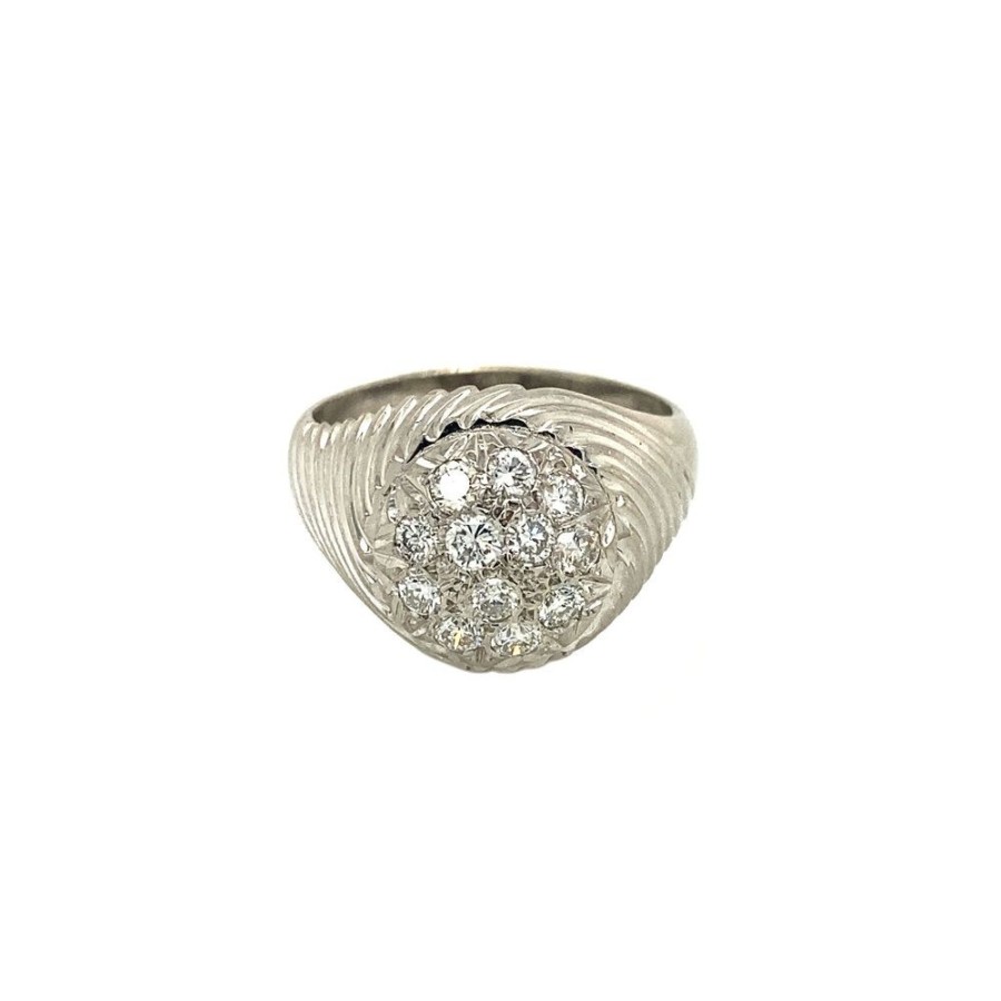 Jewelry vintage Diamond Rings | White Gold Men'S Ring With Diamond 18 Krt