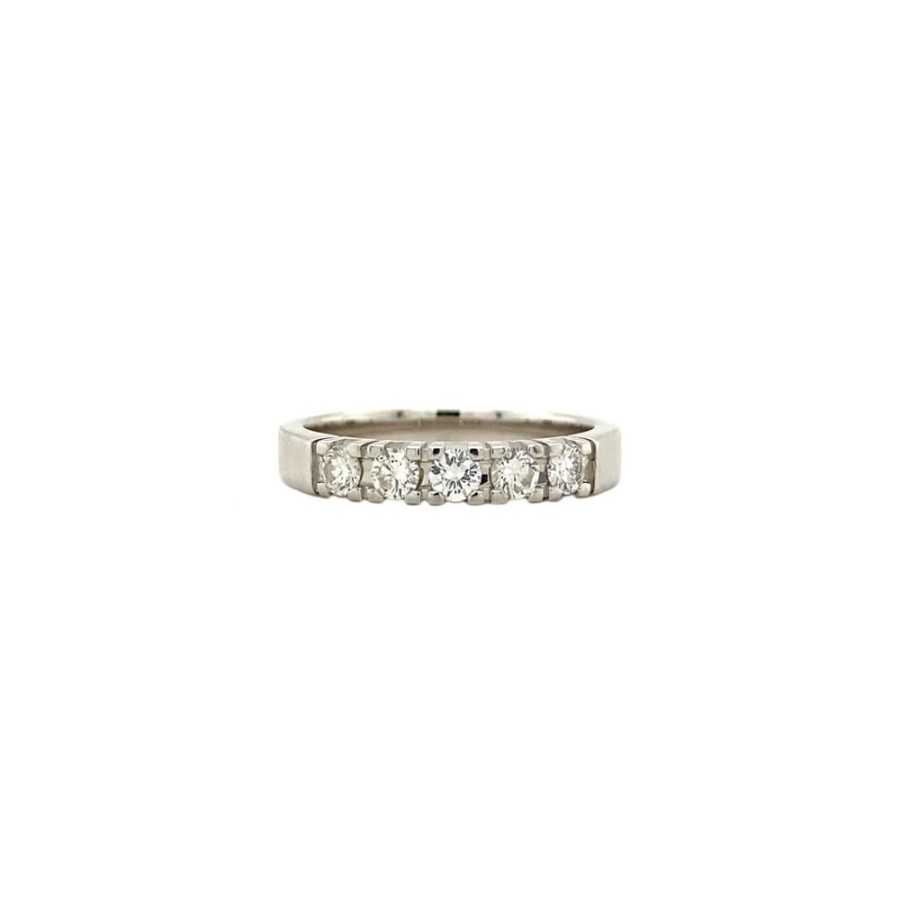 Jewelry vintage Diamond Rings | Witgouden Memoire Ring Met Diamant 14 Krt