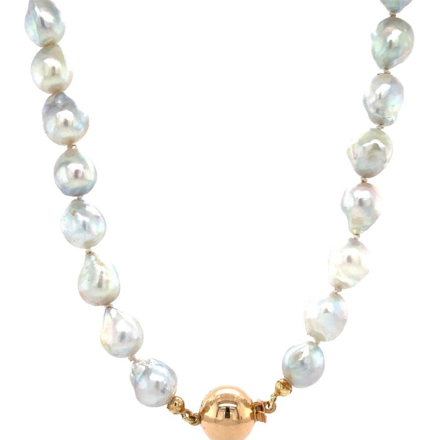 Jewelry vintage Necklaces With Gemstone | Pearl Necklace With Gold Ball Clasp 38 Cm 14 Krt