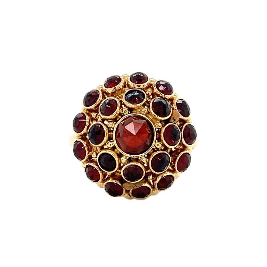 Jewelry vintage Rings With Gemstone | Gold Entourage Ring With Garnet 14 Crt