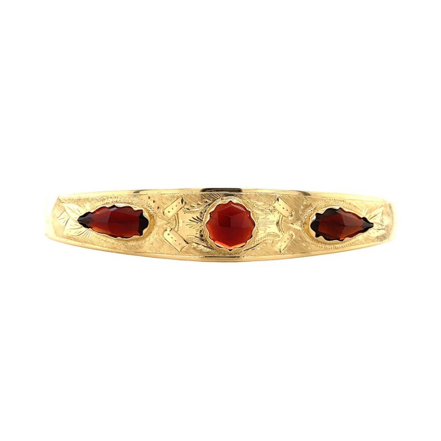 Jewelry vintage Bracelets With Gemstone | Gold Bangle With Garnet 14 Krt