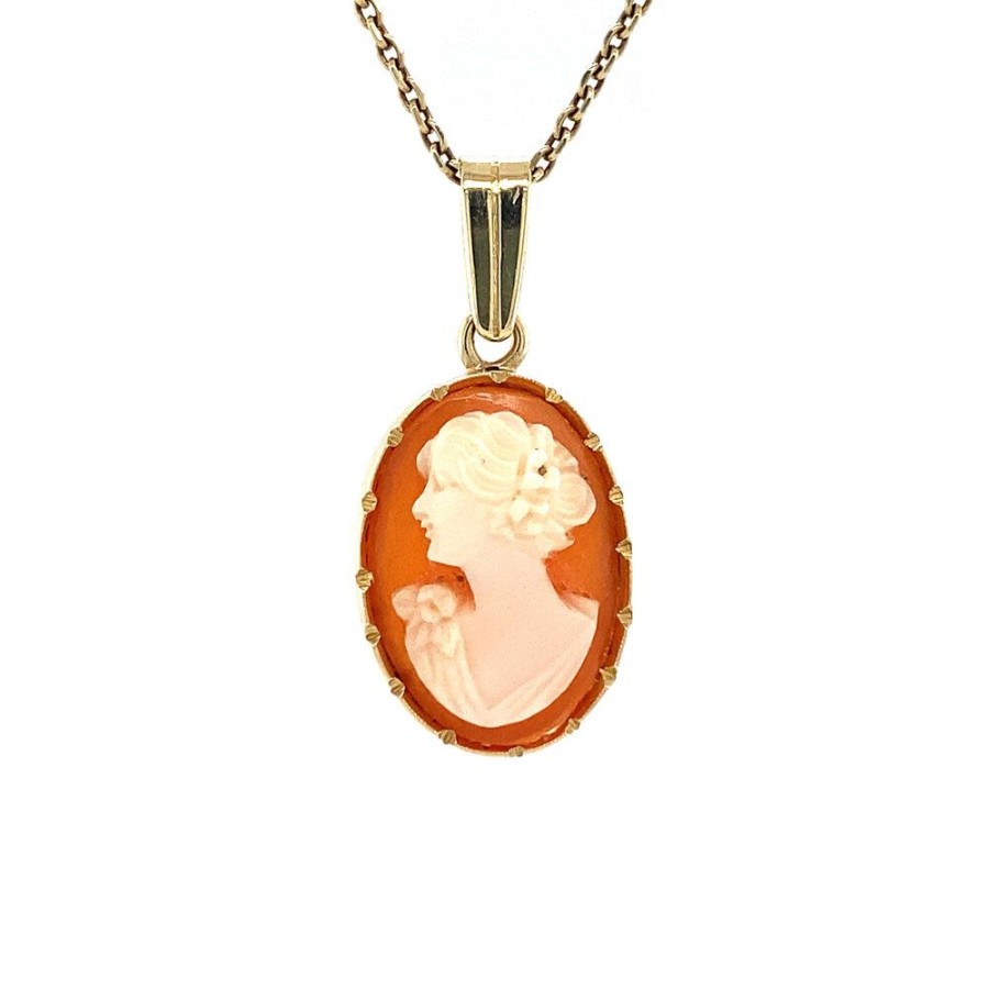 Jewelry vintage Pendant With Gemstone | Gold Pendant With Cameo 14 Krt