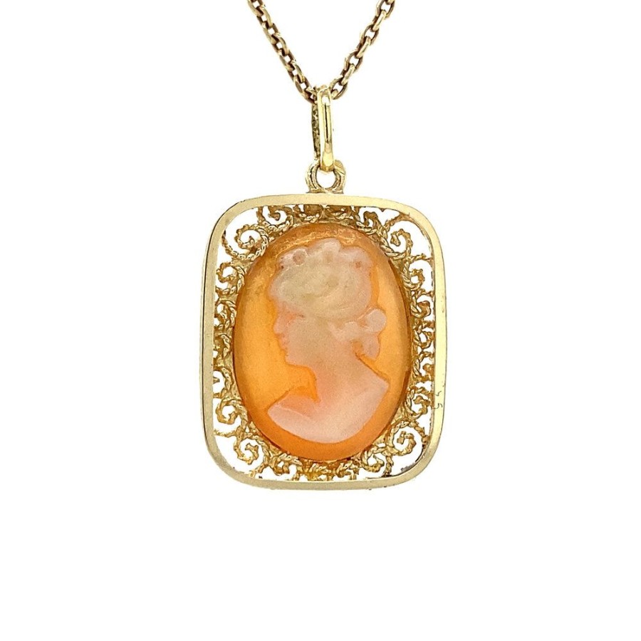 Jewelry vintage Pendant With Gemstone | Gold Pendant With Cameo 14 Krt