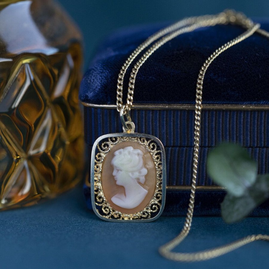 Jewelry vintage Pendant With Gemstone | Gold Pendant With Cameo 14 Krt