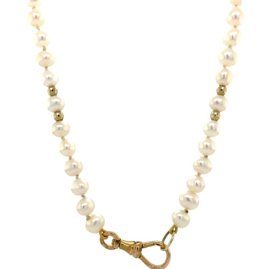 Jewelry vintage Necklaces With Gemstone | Pearl Necklace With Gold Clasp 42.5 Cm 14 Krt