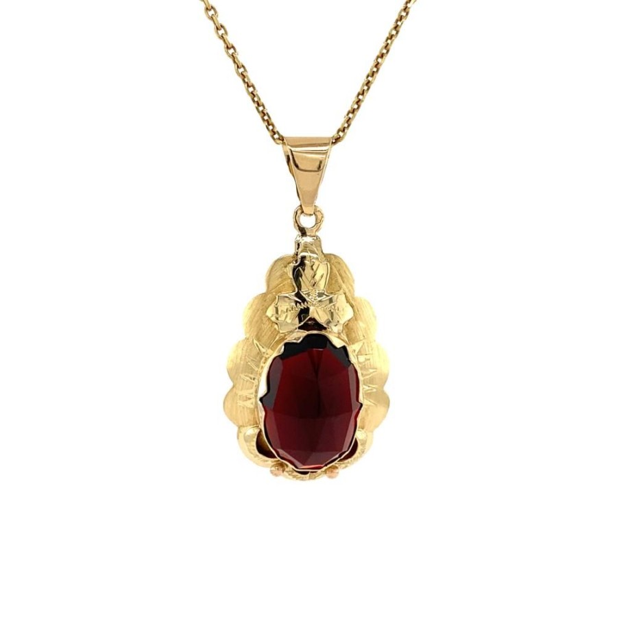 Jewelry vintage Golden Pendants | Gold Pendant With Garnet 14 Krt