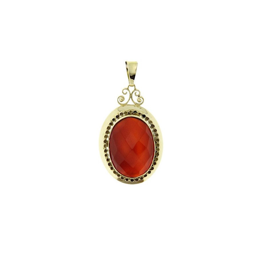 Jewelry vintage Pendant With Gemstone | Gold Pendant With Carnelian 14 Crt