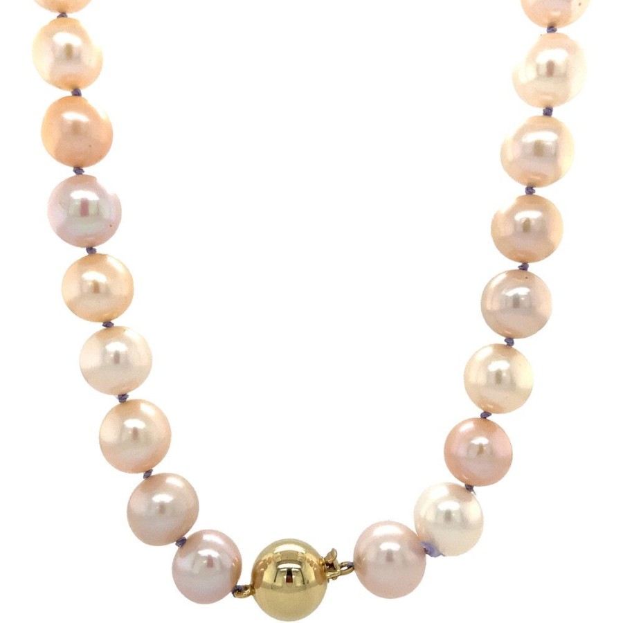 Jewelry vintage Necklaces With Gemstone | Pearl Necklace With Gold Ball Clasp 45 Cm 14 Krt