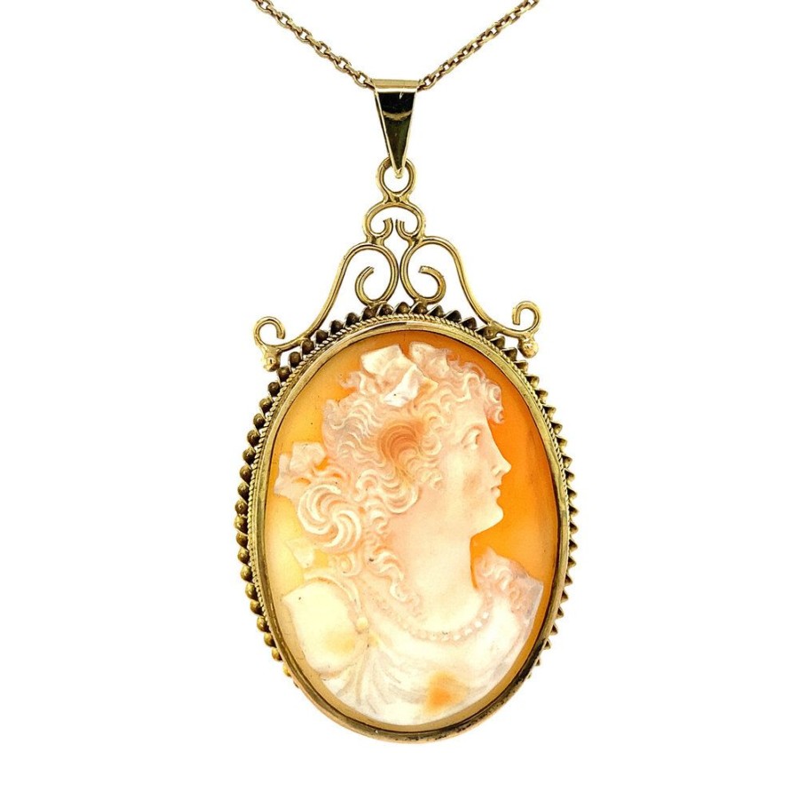 Jewelry vintage Pendant With Gemstone | Gold Pendant With Cameo 14 Krt